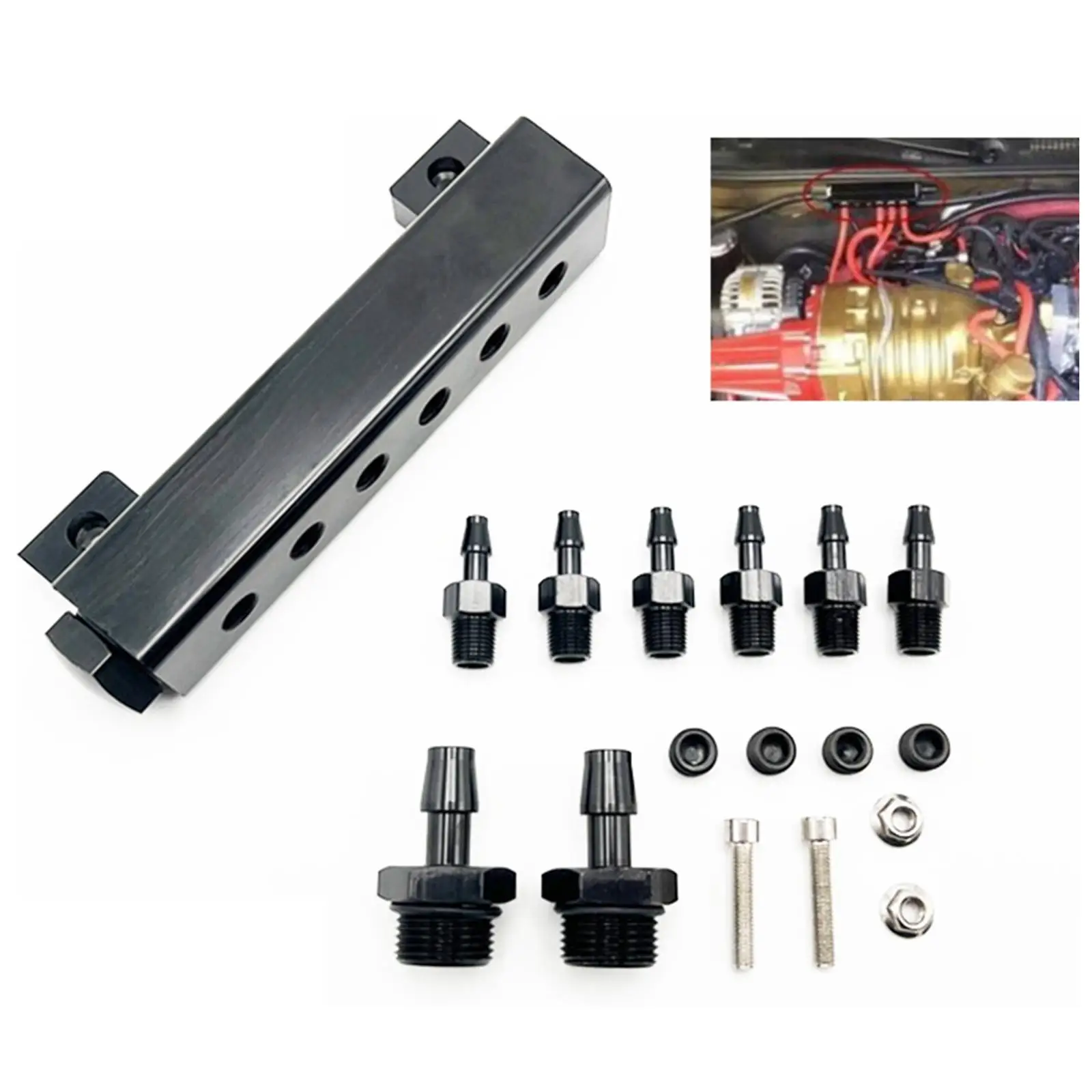 

6 Port Aluminum Vacuum Manifolds Kit Turbo Boost Intake Block Modification for Car Turbos Fuel System Upgrade Accessories