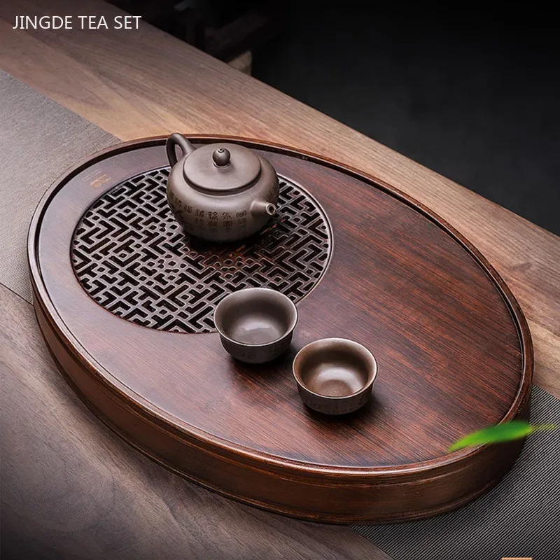 

Natural Bamboo Tea Tray Drainage Water Storage Bamboo Tray Tea Set Accessories Chinese Tea Room Ceremony Tools Wet and Dry Use