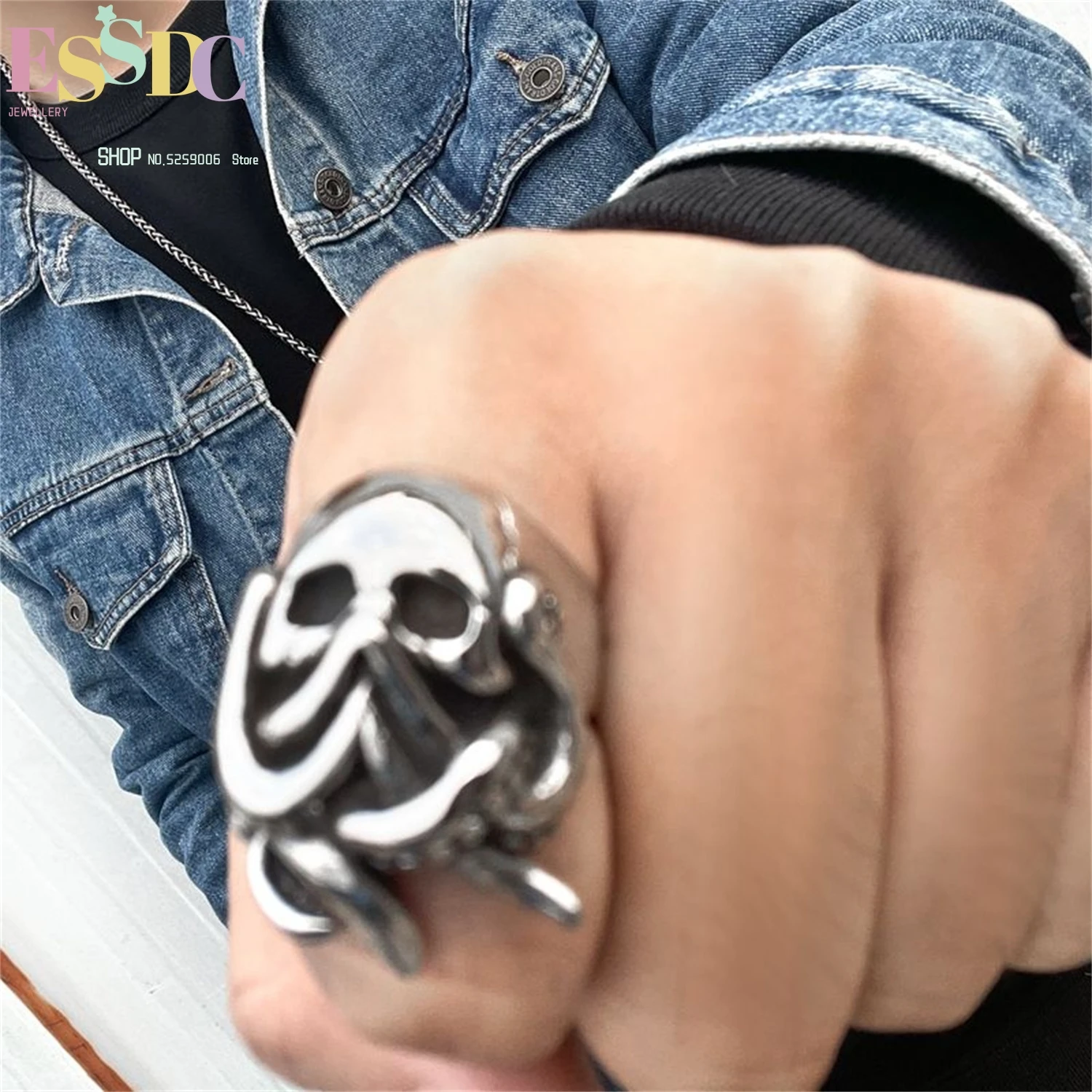 Octopus Titanium Steel Ring For Men Hip Hop Vintage Street Rock Adjustable Unisex Edgy Fashion Jewelry Gift