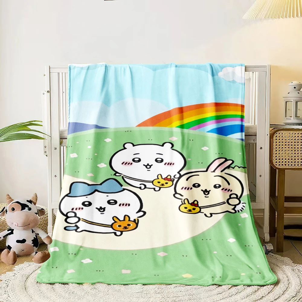 

MINISO Chiikawa Cartoon Print Blanket.Oversized Soft Warm Flannel All-season Blanket.Use Sofas,office,air Conditioner Blankets