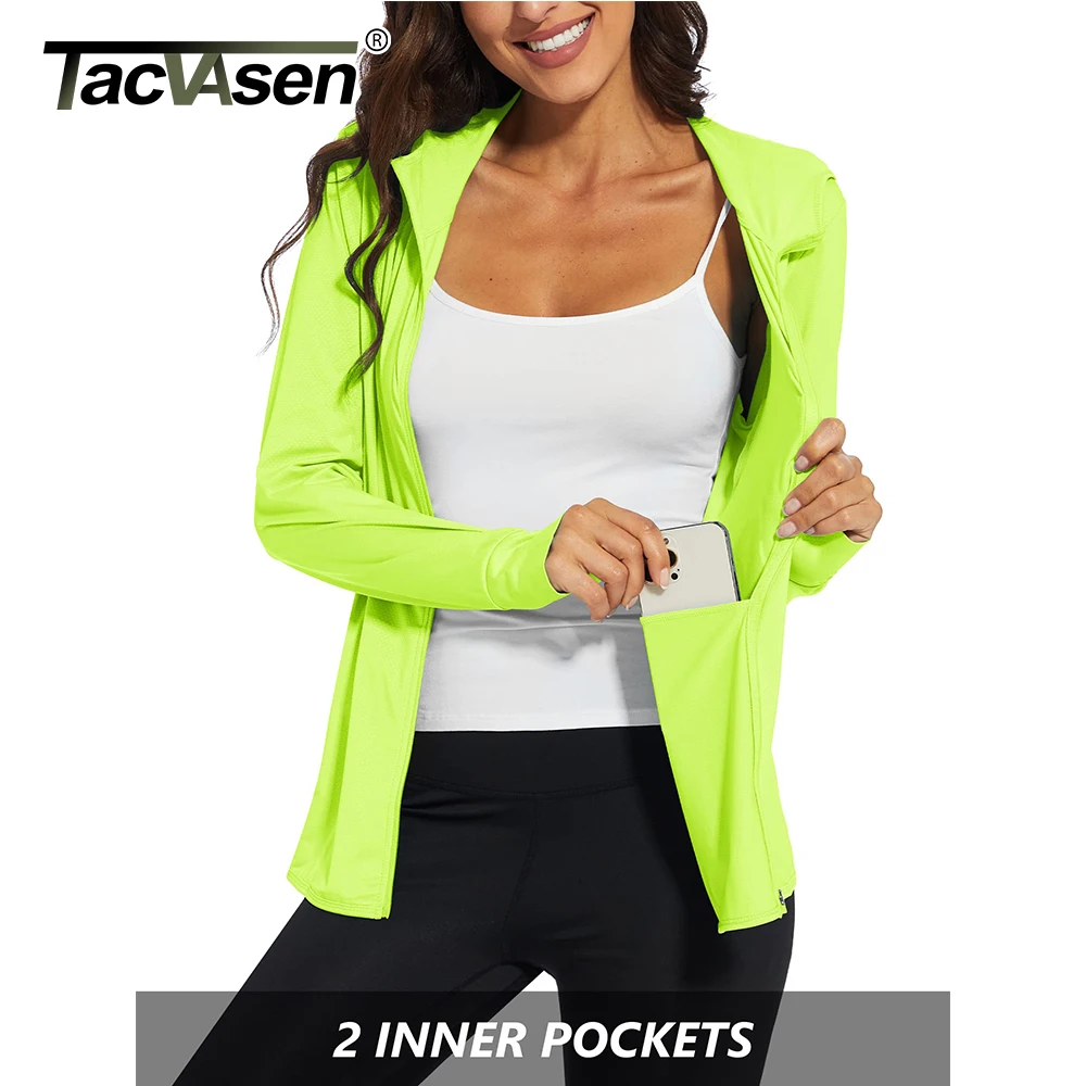 TACVASEN Summer Full Zip UPF50+ Sun Protection Hoodies Jackets Womens Long Sleeve Casual Shirt Hooded Jacket Hiking Running Tops