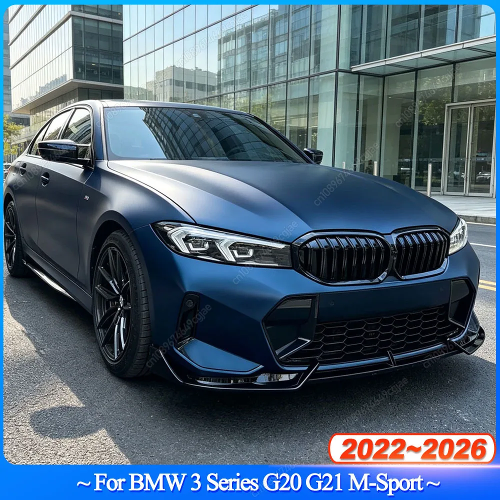 3PCS For BMW 3 Series G20 G21 M-Sport 320i 325i 330i 320d M340i LCI 2022-2026+ Gloss Black Car Front Bumper Lip Splitter Bodykit