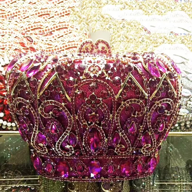 

Diamond Crown Rhinestone Evening Bag Party Purses WHTUOHENG Crystal Prom Handbags Luxury Christmas Gift Women Formal Cluthes
