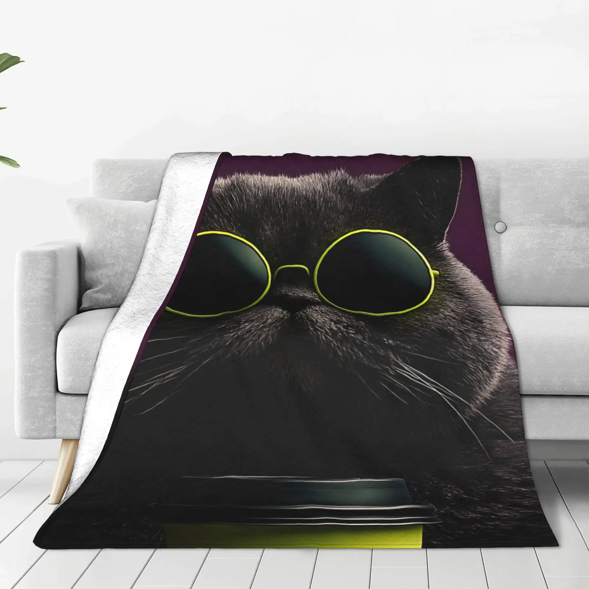 1PC British Shorthair Cat  Winter Blankets for Adults Bedding Home Interior Sofa Knee Black Friday Deals