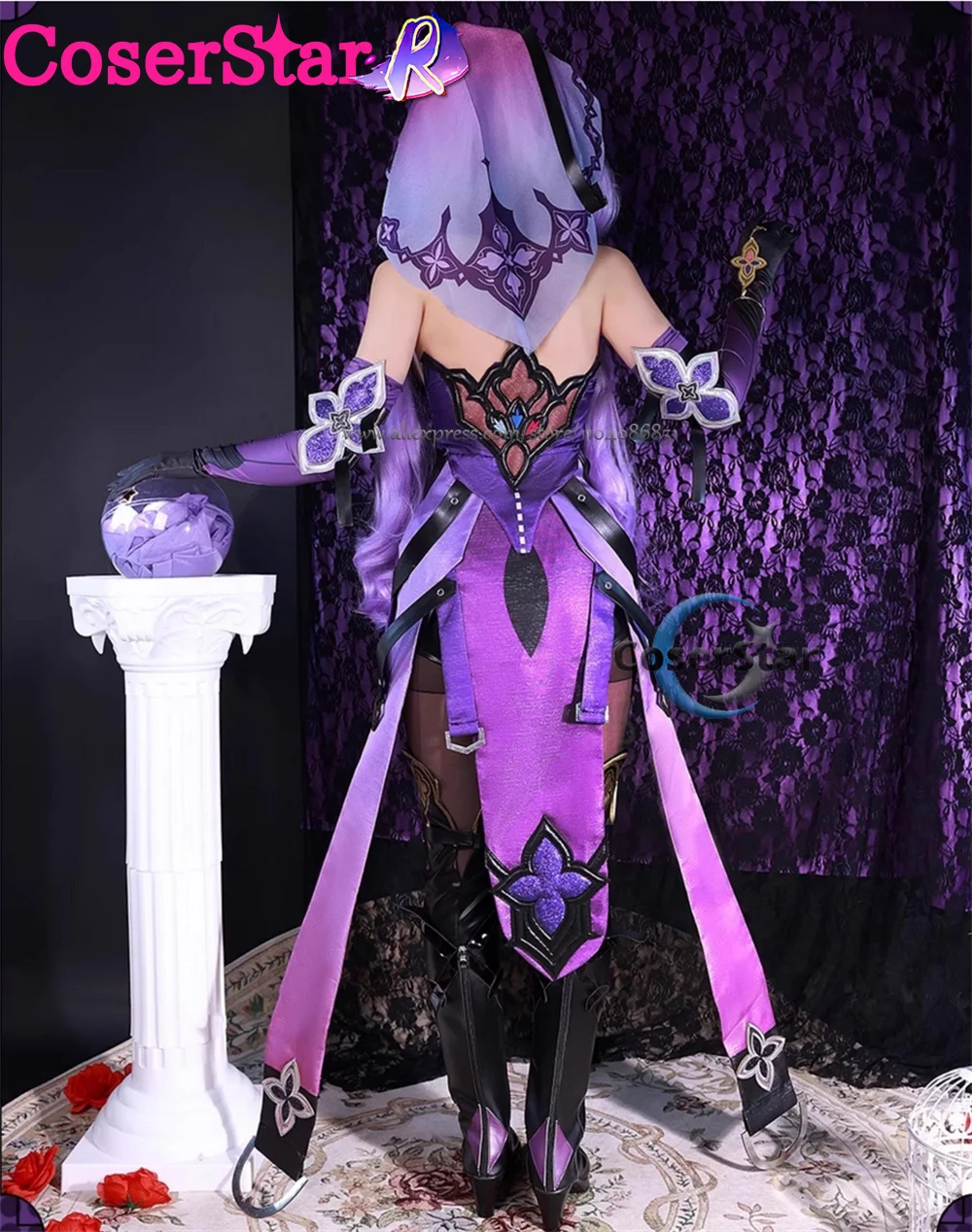 أزياء CoserStar-R Honkai Star Rail Black Swan التأثيرية مجموعة كاملة من فستان حفلة الهالوين البجعة السوداء التأثيرية فستان الزي أحذية شعر مستعار #4