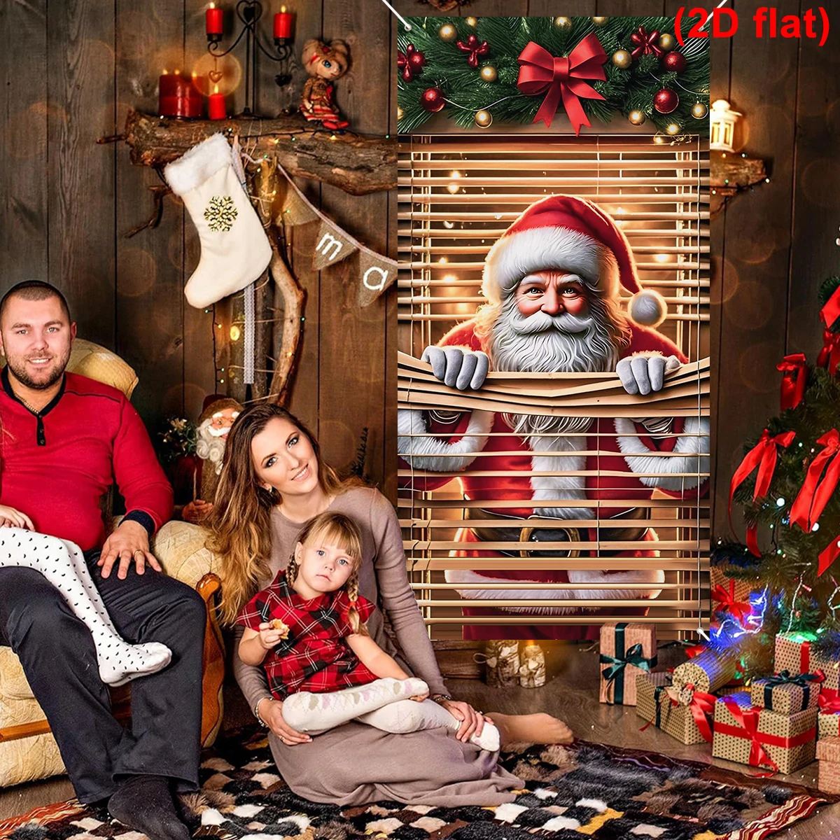 Santa Claus Hanging Flag Christmas Door Banner Christmas Decoration For Home 2025 Xmas Ornament Navidad Natal New Year Gift 2026