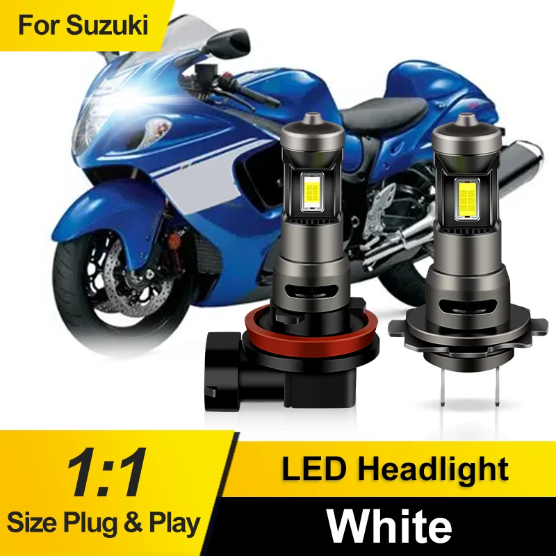1/2PCS H7 For Suzuki Hayabusa GSX1300R 2008-2017 H11 LED Motorcycle Headlight Bulb Plug & Play High/Low Beam Lights White 12V