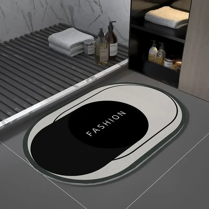 

Diatom mud bathroom floor mat Modern light luxury bathroom door water absorption non-slip foot mat Quick-drying toilet door mat