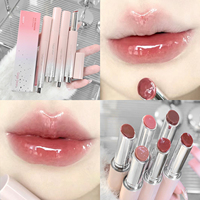 Jelly Mirror Lipstick Pencil Nude Pink Mirror Water Solid Lip Gloss Korean Makeup Non-stick Cup Lip Tinted Cosmetics