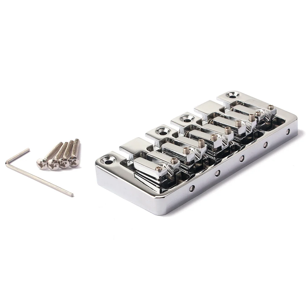 

5 String Bass Bridge Sturdy Solid Metal Design Electric Bass Hardware Compatible with Most Guitars Adjustable Height Feature