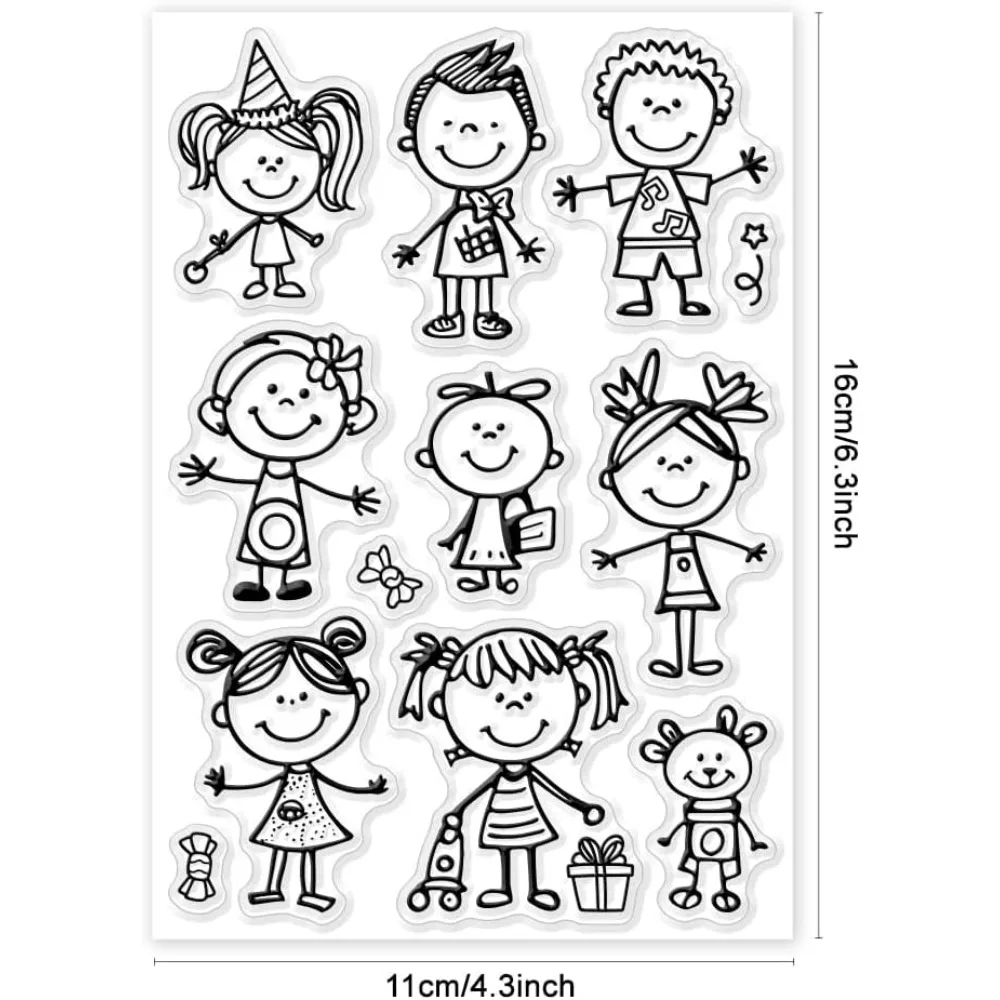 Cartoon Figure Clear Stamps for Cards Making Clear Stamp Seals Transparent Stamps for DIY Scrapbooking Photo Album Journal