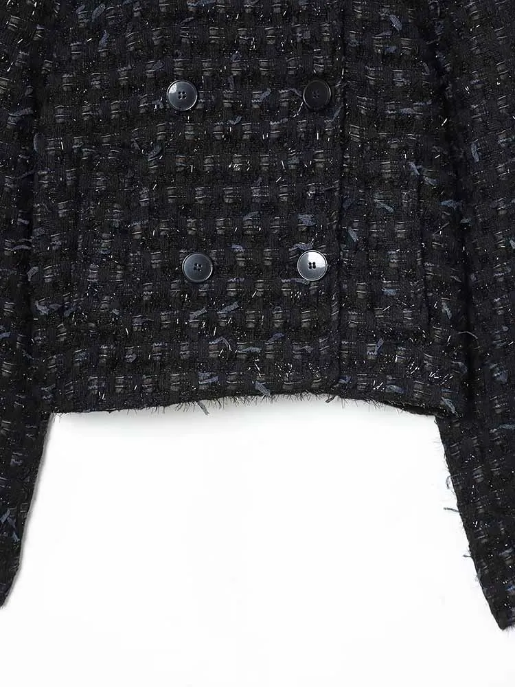 سترة نسائية شتوية عصرية وبسيطة على الطراز الأوروبي والأمريكي مع بناء مزدوج الصدر #6