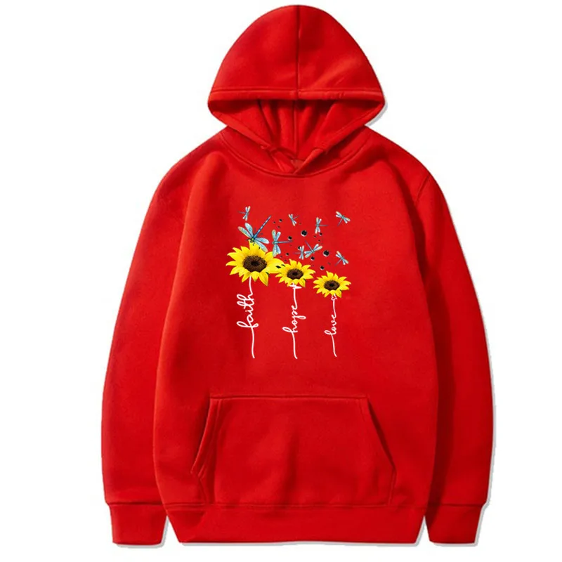 Fashion Sunflower Dragonfly Printed Hoodies Men Woman Streetwear Hoodie Sweatshirts Harajuku Pullover Unisex Tracksuit Clothing