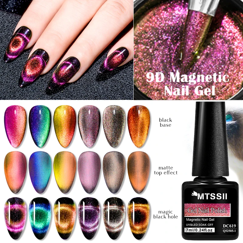 Mtssii 7ml Cat Eye Nail Gel Polish 9D Shiny Magnetic Gel Polish Galaxy Effect Nail Gel Soak Off Manicure Varnish Need Black Gel