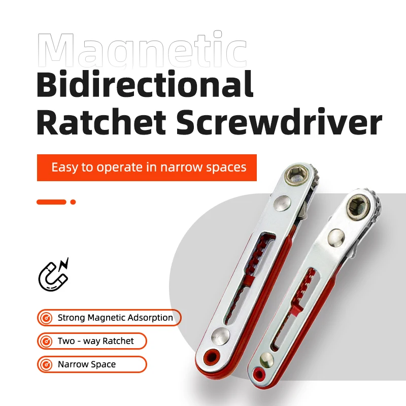 Red Magnetic Bidirectional Ratchet Screwdriver Cross Shaped Right Angle Elbow Hand Tool Accessory Set - Versatile Repair Kit