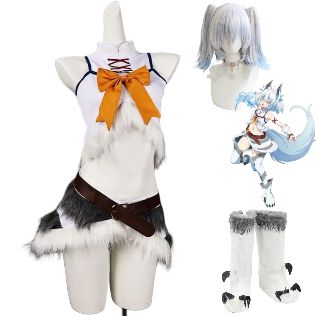 Anime Redo of Healer Setsuna Cosplay Costume Wig White Tops Uniform Shoes Adult Woman Sexy Kawaii Christmas Halloween Suit