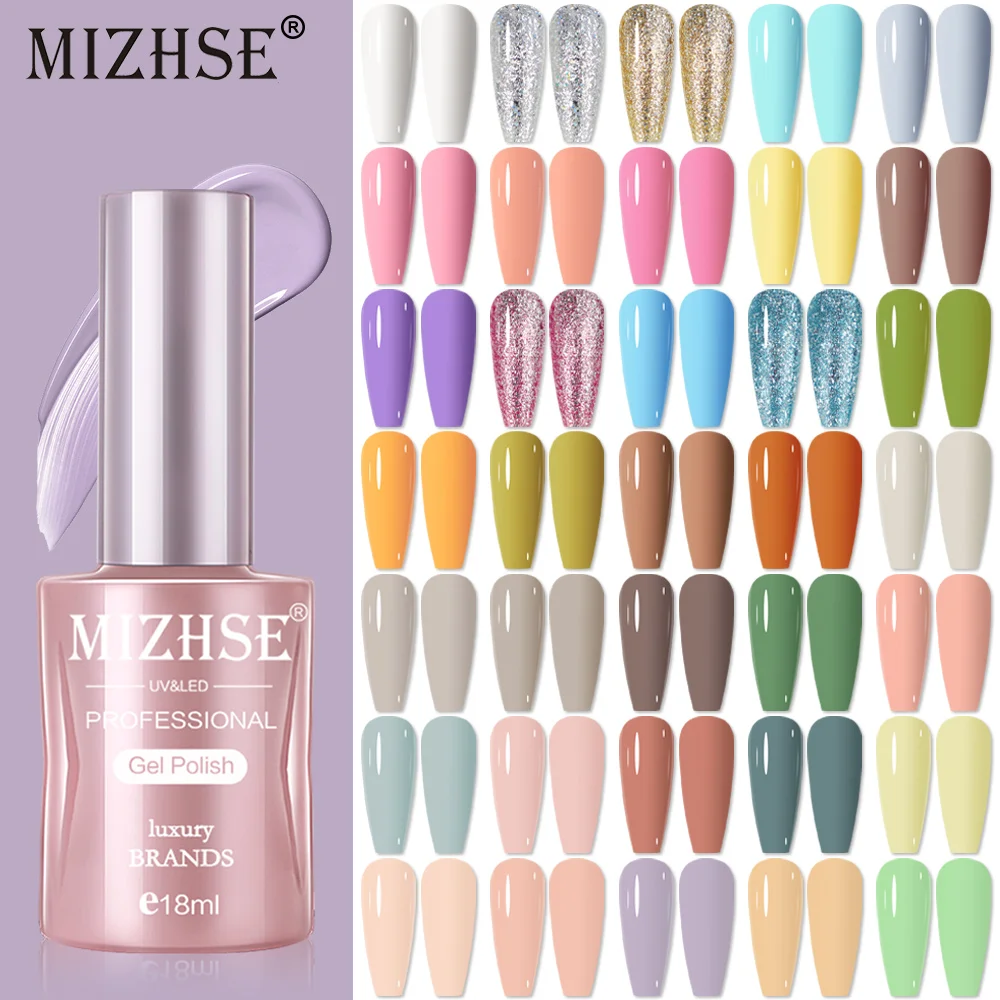 MIZHSE 18Ml เจลเล็บสีทาเล็บเจล Top Coat ชุด Soak-Off UV/LED เจล Lacquer ฐานยางเจล Lak เล็บ Art