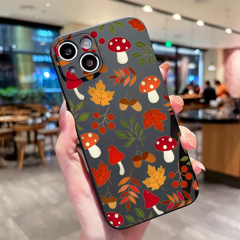 Retro Maple Leaf Flower Mushrooms Phone Case for Motorola Moto Edge 50 Fusion 60 40 30 Neo X40 G34 E14 G75 G85 G54 5G Soft Cover view 5