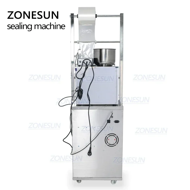 ZONESUN Bean Grain Automatic Weighing Packaging Machine Powder Bag Back Side Seal Filling Machine With Date Printer ZS-GZ5200