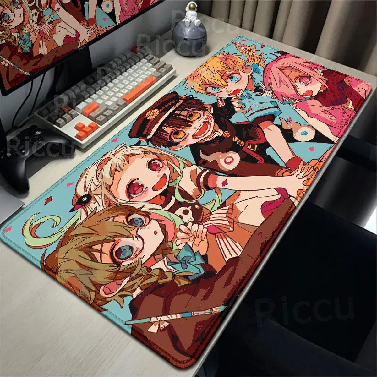 Kawaii Anime Toilet Bound Hanako kun Mousepad 80x30cm Lock Edge Thicken Office Computer Desk Mat Xxl Keyboard Antislip Mouse Pad