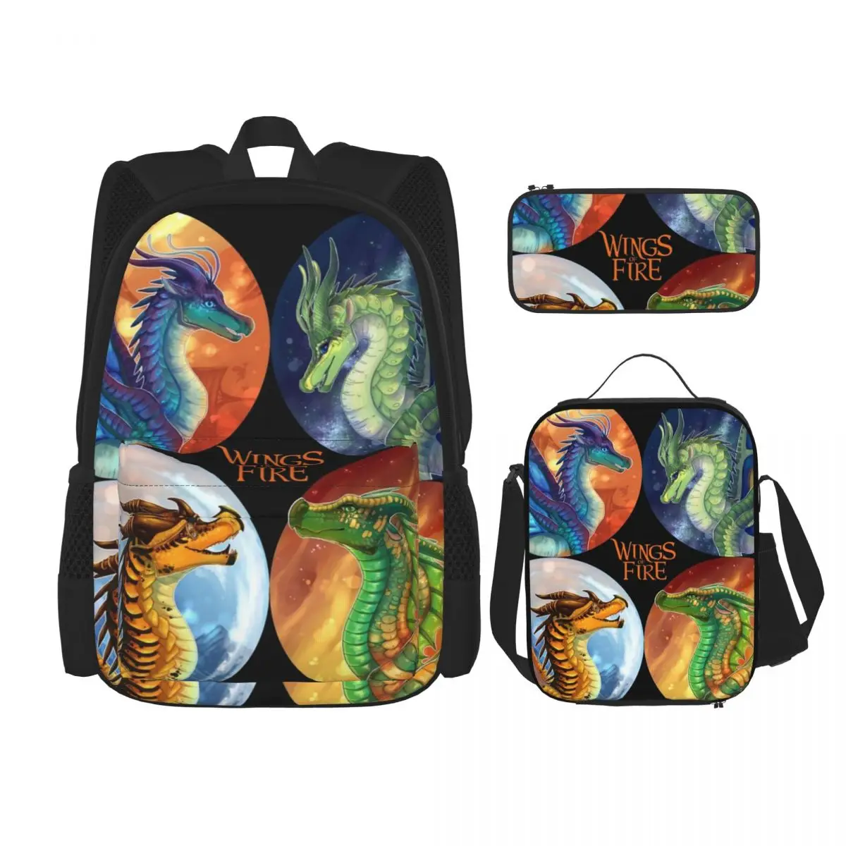 

Wings Of Fire - Heroes Of The Lost Continent Backpacks Bookbag School Bags Kids Rucksack Lunch Bag Pen Bag Three-Piece Set