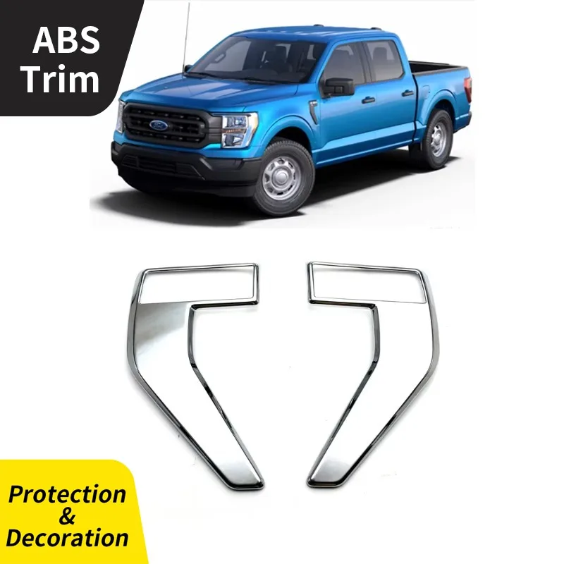 2 Pcs ABS Chrome Leaf Board Front Air Vent Fender Cover Foliage Decorative Frame for Ford F-150 2021 Car Accessories