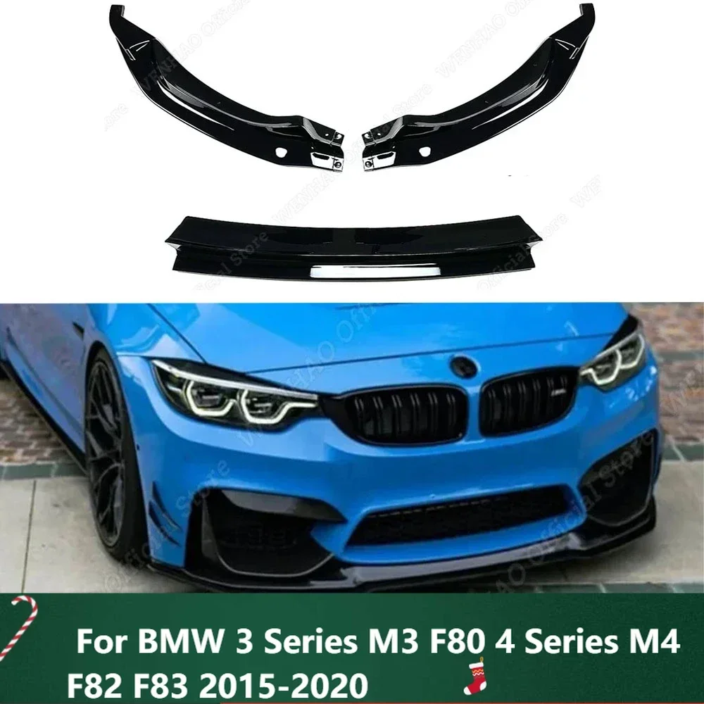 

New！Gloss Black Front Bumper Lip Spoiler Splitter Diffuser Body Kits Tuning For BMW 3 Series M3 F80 4 Series M4 F82 F83 2015-202