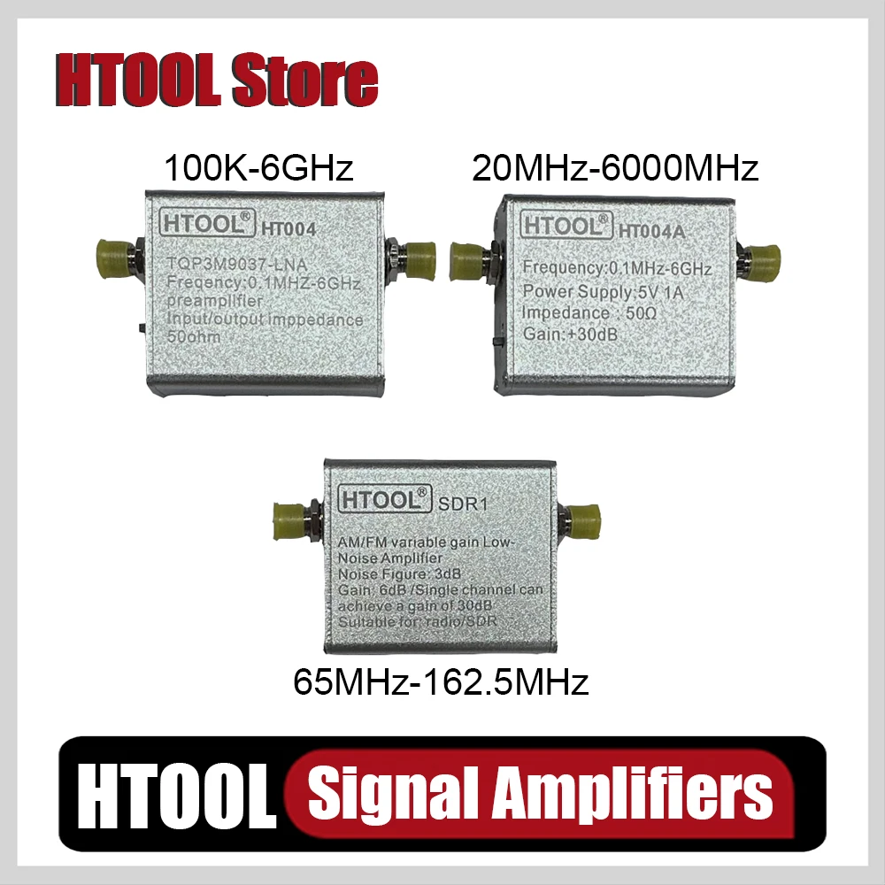 

HTOOL SA6 Low Noise Amplifier HT004/HT004A/SDR1 65-162.5MHz FM Antenna Signal Amplifier Gain 20dB 30dB SDR Radio RF LNA