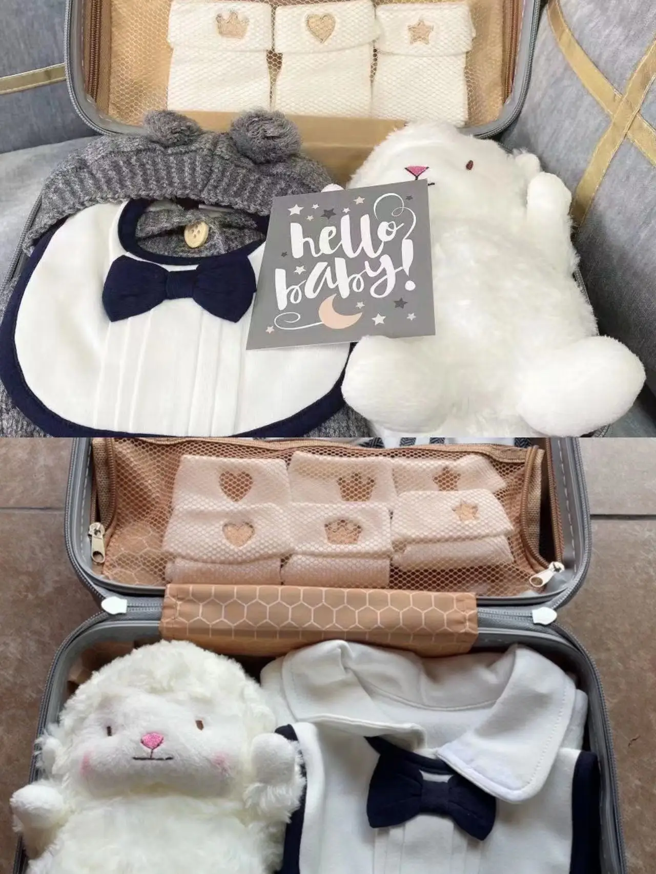 Dollbling Newborn Gift Box Baby Girl Boys Little Gentleman Knitting Crochet Sweater Hundred Days Banquet Nursery Deco Colthes