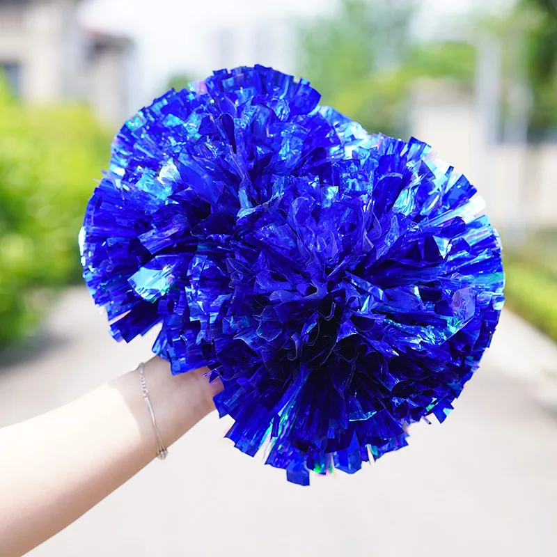 4 Inch PET Cheerleading Pompoms Flower Pom Poms Bright Color Durable Cheer Hand Flowers for Sports Competition