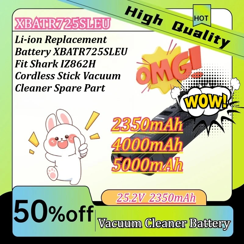 25.2V 2350mAh Li-ion Replacement Battery XBATR725SLEU Fit Shark IZ862H Cordless Stick Vacuum Cleaner Spare Part
