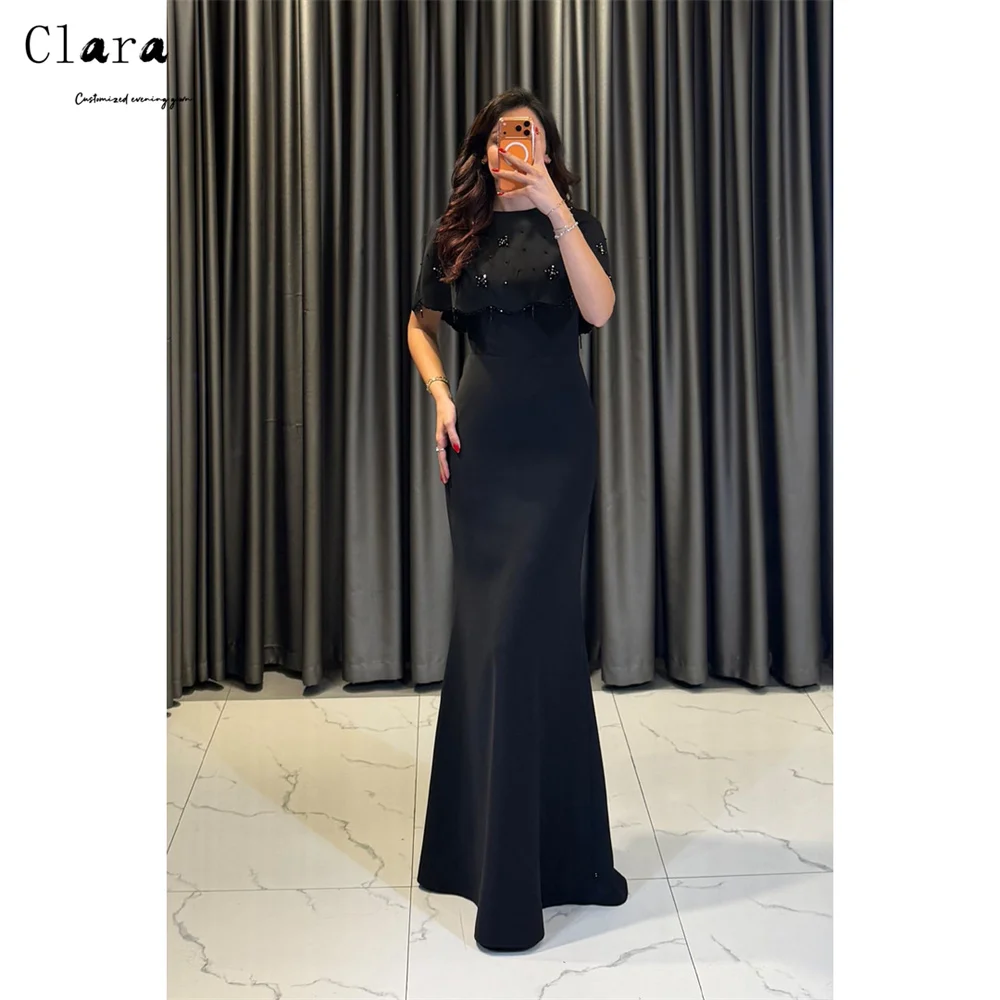 

Clara Custom Black Fishtail Sleeveless Rhinestones Prom Dresses 2026 Luxury Prom Evening Dresses Woman Elegant Party Long Dress