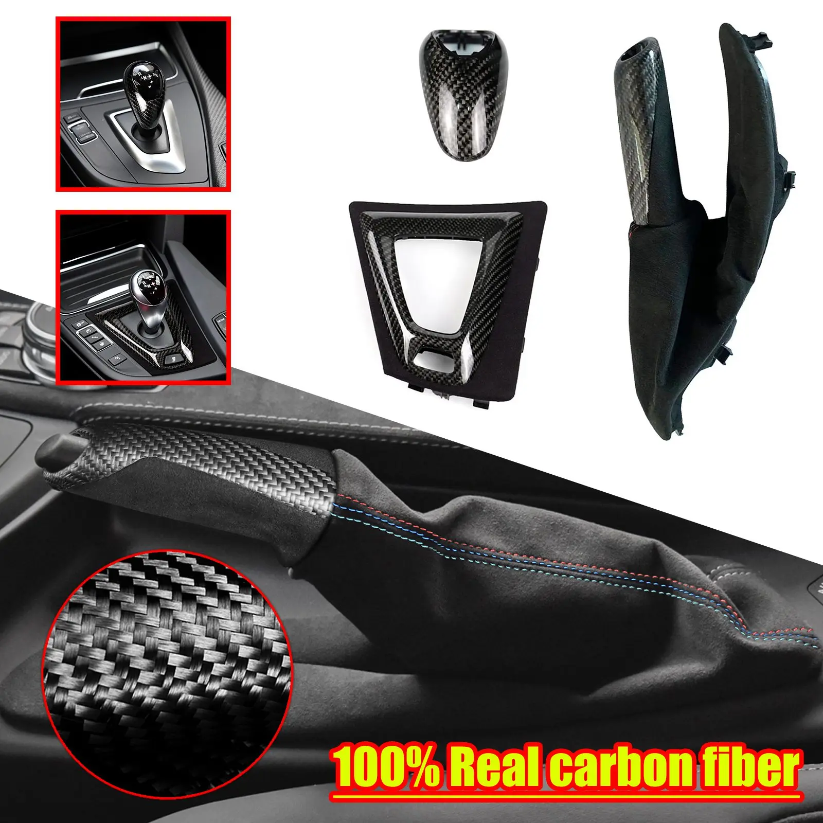 Front Handbrake Brake Handle Cover Trim Carbon Fiber For BMW M2 F87 M3 F80 M4 F82 F83