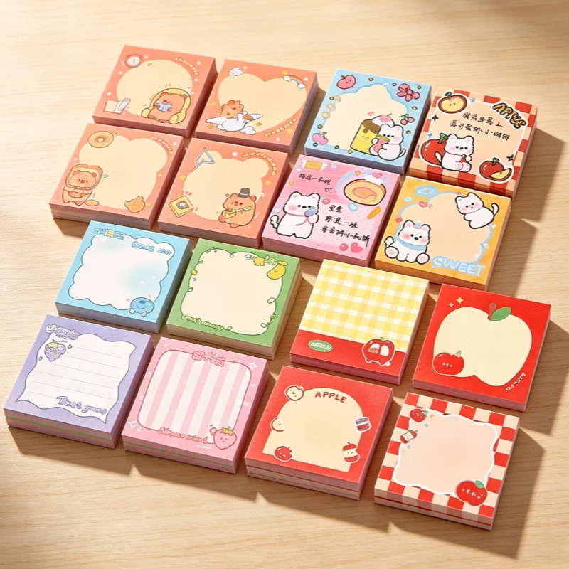 50/200 Sheets Cartoon Apple Sticky Notes Adhesive Memo Pads for Student Decoration and Study Stationery