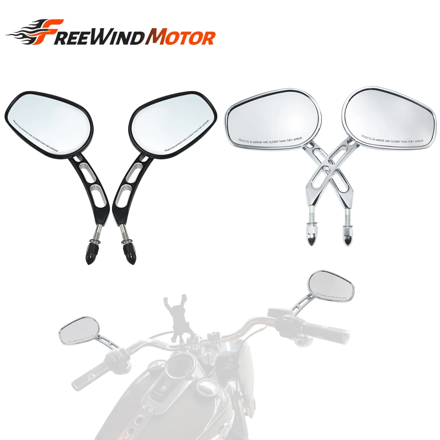 Specchietti Retrovisori Laterali Moto Universale 5/16" 8mm Per Suzuki Honda Harley Touring Road King Street Glide Dyna Softail Fat Boy Street Bob Sportster Iron XL883 1200 Low Rider