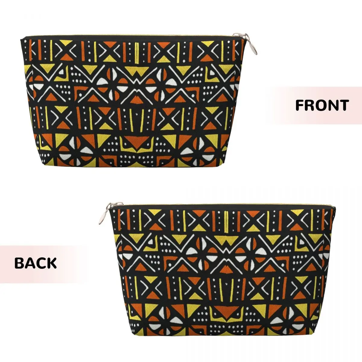 Custom Bogolan Mudcloth African Pattern Travel Cosmetic Bag for Women Africa Ethnic Tribal Art Makeup Toiletry  Beauty Storage