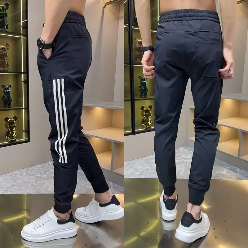 Summer New Casual Men\'s Thin And Versatile Slim Fit Sports Pants Trendy Flow Dry Pants Leg Binding Mens Clothing Men Trousers