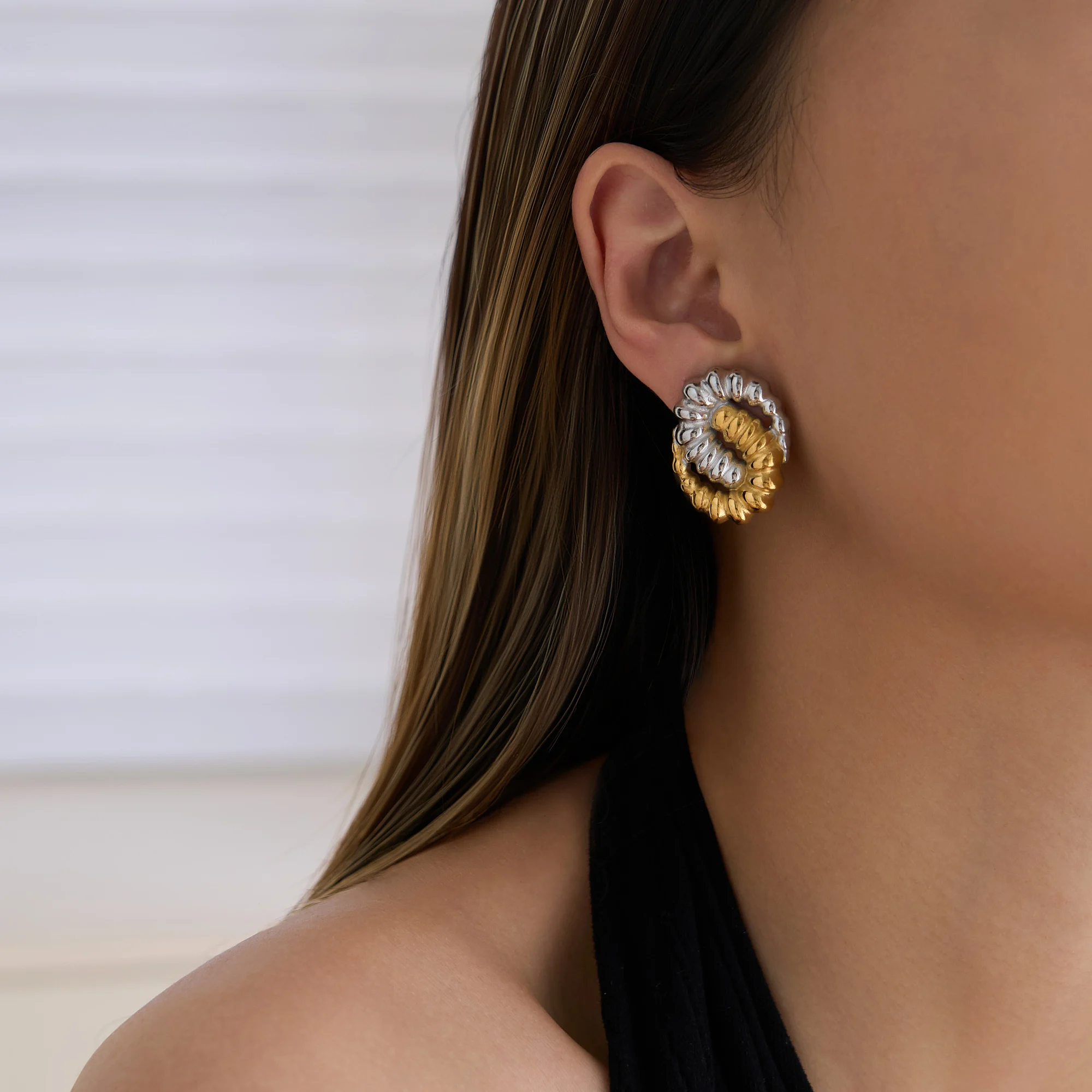 DASEIN Vintage Glamorous Gear Mix Color Earrings INS 18k Gold Plated Hypoallergenic Stainless Steel Jewelry Gift For Women