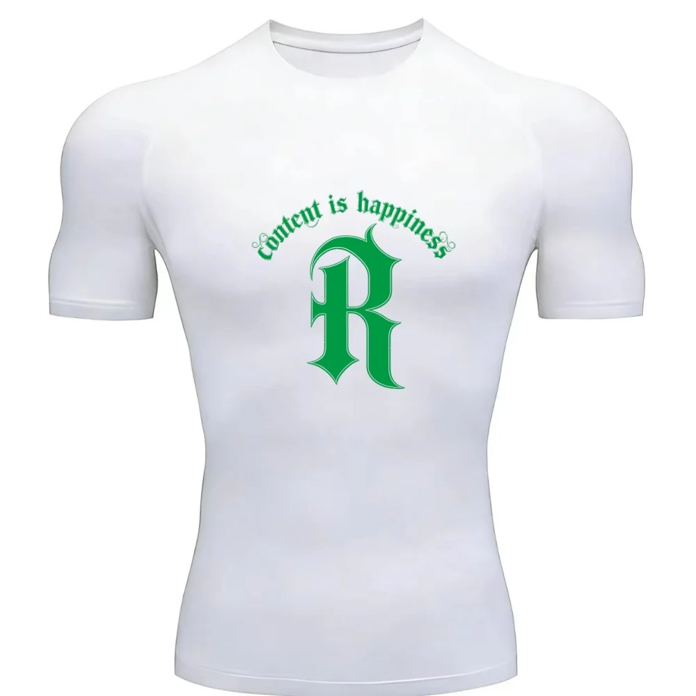 Men's Breathable Fitness Top With Letter Pattern Short Sleeved Sports Training Clothes T-Shirt Tight Fitting Clothes