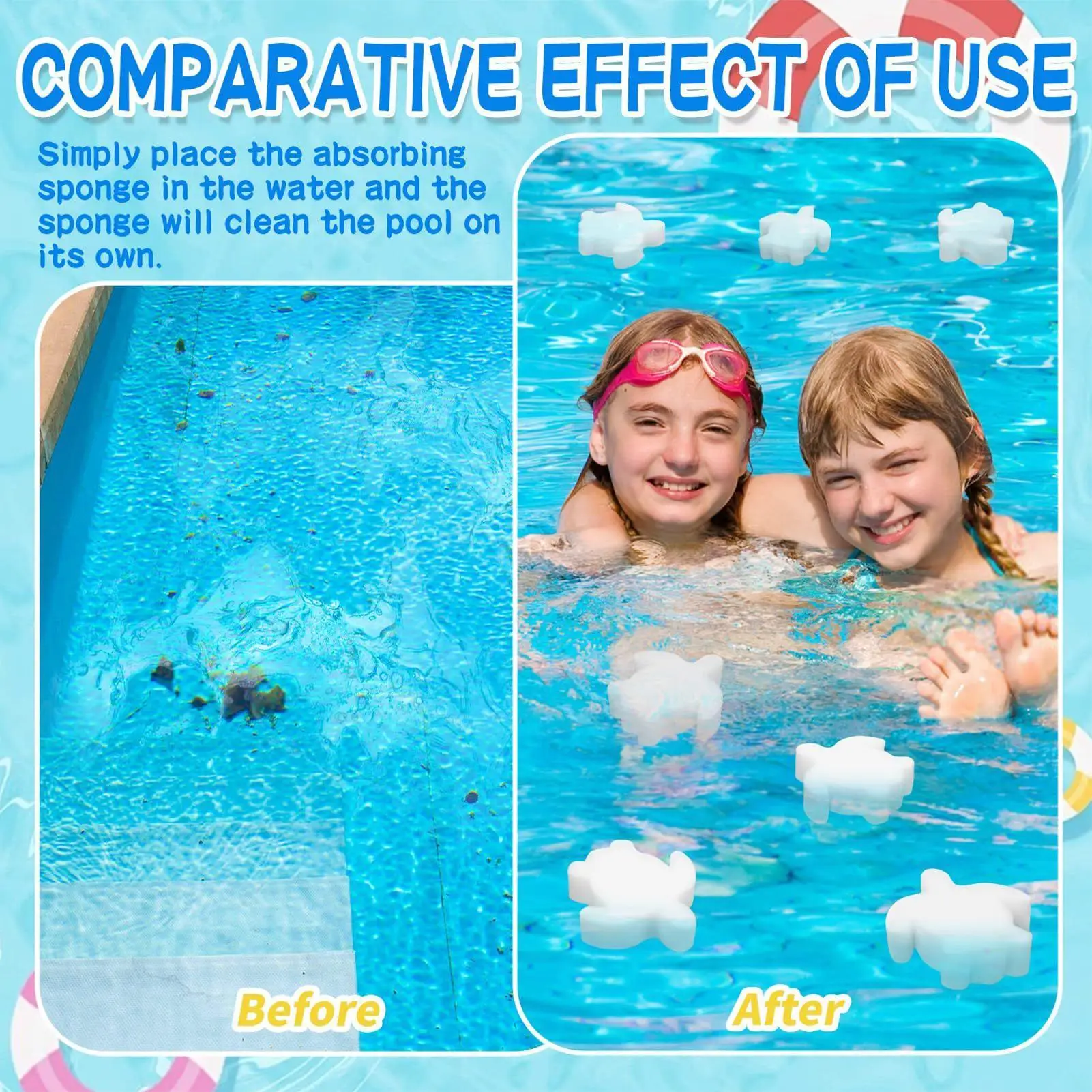 10pcs Pool Scum Eliminating Balls Washable Oil Absorbing Sponge Reusable Pool Filter Bath SPA Hot Tub Grime Scum Cleaning Tools