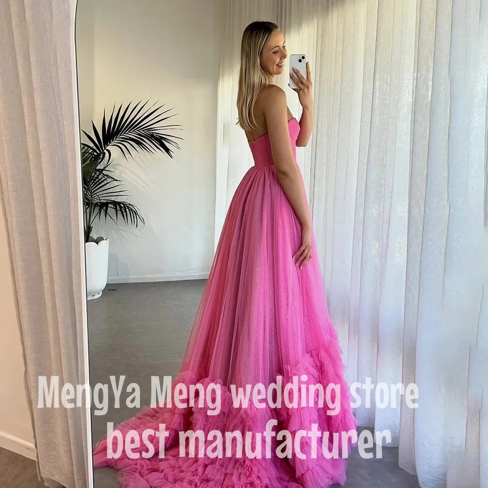 Eightree Classic Hot Pink A Line Prom Dresses Sweetheart Neck Party Gowns Floor Length Dress Gown vestidos de festa Customized