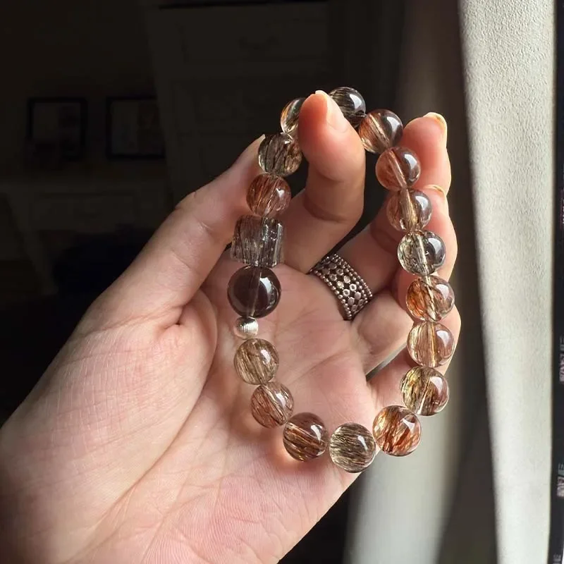 One Ye Get Rich Natural Black Gold Super Seven Cubes Sugar Crystal Bracelet Prosperous Wealth Lucky Transshipment Fa Crystal