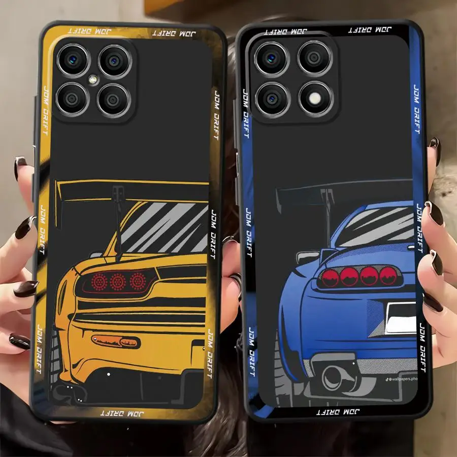 Японский чехол JDM Drift Car для Honor X9a Magic5Lite 200 400 Lite X8 70 X5b X6 90 8X X7 Черный мягкий чехол для телефона