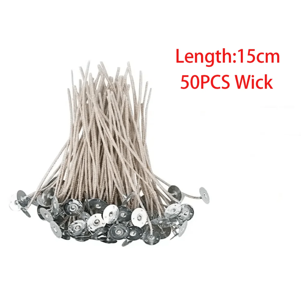 50 Stück 6–20 cm Kerzendochte, rauchfreier Wachskern aus reiner Baumwolle für DIY-Kerzenherstellung, vorgewachste Dochte, Partyzubehör, Heimdekoration