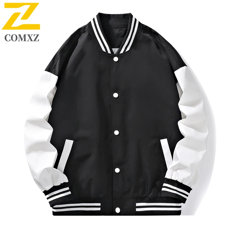 COMXZ Baseball Jacket Men New Premium Outdoor Camping Windproof Coat Classic Baseball Collar Casual Spring Autumn Clothing