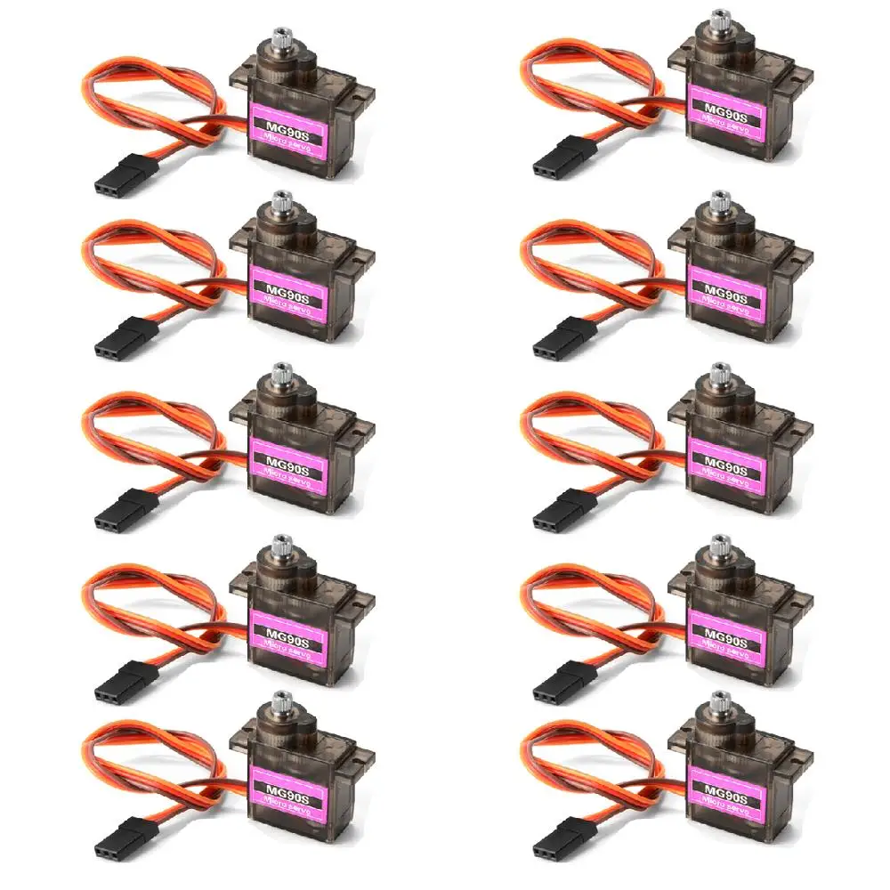 

MG90S Servo 1/2/4/10/20/50 Pcs All Metal Gear 9g SG90 Upgraded Version For Helicopter Plane Boat Car MG90 9G Trex 450 RC Robot