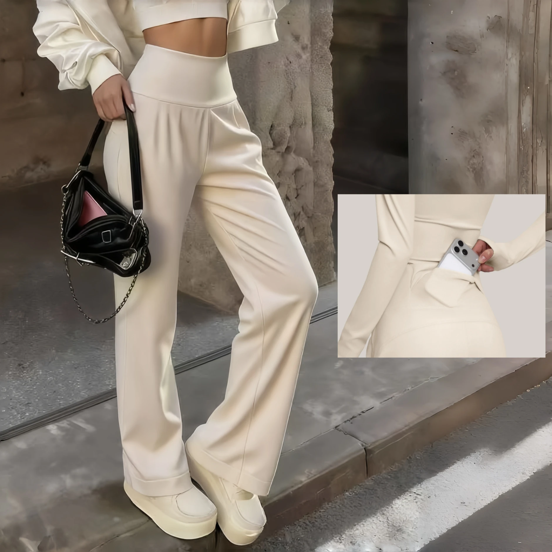 

Женские брюки для йоги с высокой талией и карманами, свободные брюки-карандаш, брюки для йоги с подъемом бедер, женские модные спортивные брюки