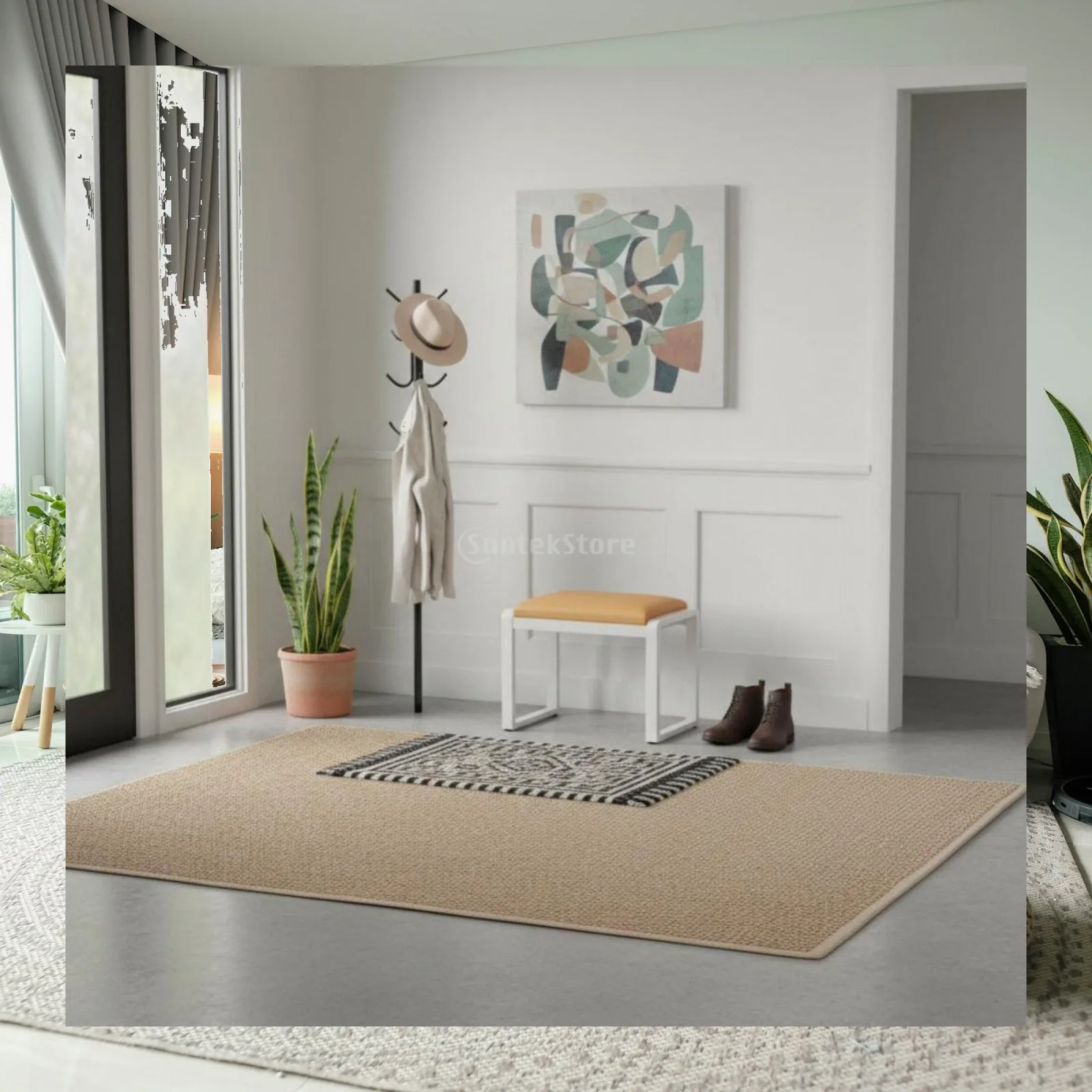 Minimalist Shoe Bench with Padded Seat Light Luxury Iron Sitting Stool for Living Room Entry Storage