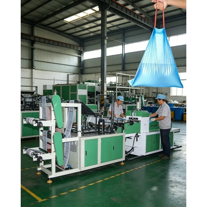 Automatic Plastic Vegetable & Fruit Bag & Garbage Bag Making Machine with Paper Core for Garbage & Rice Bags on Roll