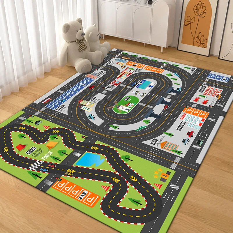 Stadttransport-Spielmatte Rutschfeste Cartoon-Matte für Wohnzimmer Kinderteppich Sofateppich Couchtisch Schlafzimmerteppiche